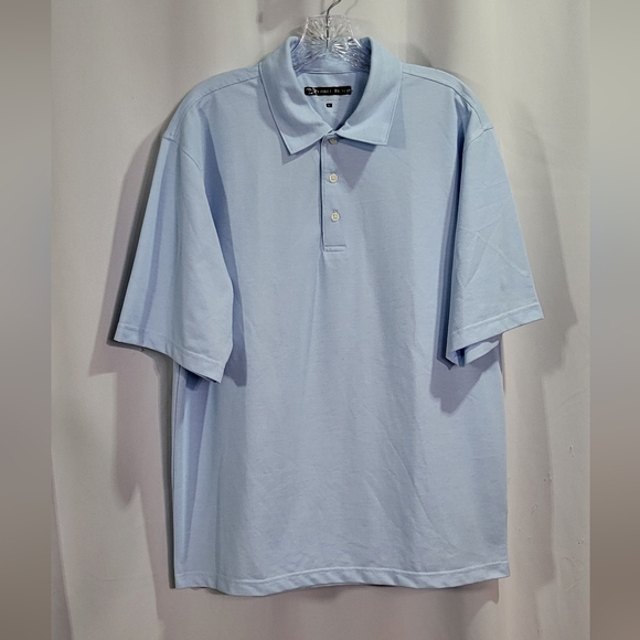 Pebble Beach Men's Light Blue 3 Button Short Sleeve Polo Shirt Size Large EUC - Picture 2 of 5